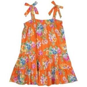 Rare Editions Toddler Girls Floral Printed Tiered Dress Sleeveless Orange Size 5
